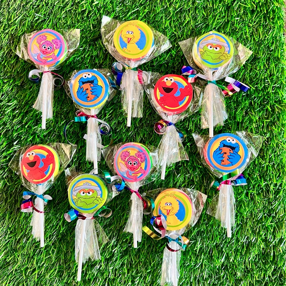 New Elmo Abby Cookie Monster Rainbow Swirl Pops Lollipops Birthday Party Favor